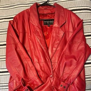 Wilson’s Leather Red Coat. Size Medium.